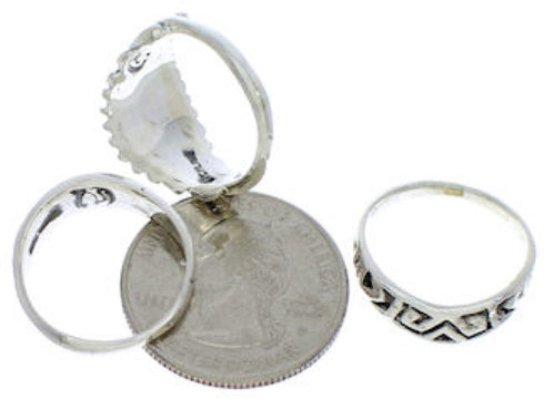 Southwestern Turquoise Silver Stackable Ring Set Size 6-1/4 UX33457